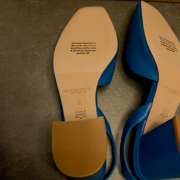 Charlotte Stone Blue Heels in Box - Picture 7 of 10